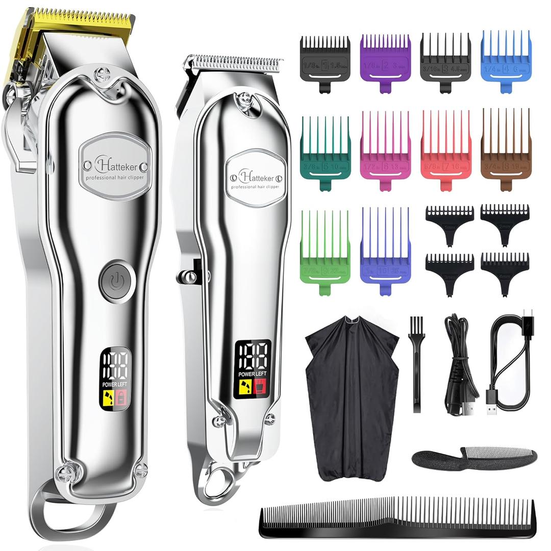 Hatteker Hair Clipper for Men IPX7 Waterproof Cordless Barber Clipper for Hair Cutting Kit with T-Blade Trimmer Beard Trimmer Clipper Professional USB Rechargeable