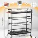EXTCCT Garage Sports Equipment Organizer - Rolling Ball Storage Bin with Wheels, Garage Sports Gear Rack Outdoor Basketball Racks for Balls with Baseball Bat Holder and Hooks, Toy Organizer