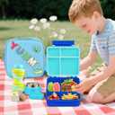 Bento Lunch Box with 10oz Soup Thermo for Kids Insulated Lunch Bag & Foldable Silicone Cup Food Leak Proof Food Container with 5 Compartment for Kid to Shool Travel