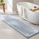 Madison Park Evan 100% Cotton Bathroom Rug Non Slip Backing-Luxrurious Tufted Plush Bath Mat Absorbent, Quick Dry, Spa Design Shower Room Décor, 24x72, Blue