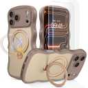 for iPhone 17 Pro Max Case for Women,[Compatible with Magsafe][360° Spin Magnetic Stand][Cute Wave Edge][with 2x Screen Protector]Translucent Matte Phone Case for iPhone 17 Pro Max,Desert Titanium