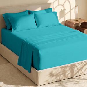 Hearth & Harbor Extra Deep Pocket Sheets - Fits Mattress 18-24 Inches Deep - Extra Deep Pocket Twin XL Sheets Sets - 4 Piece Twin XL Size - Teal