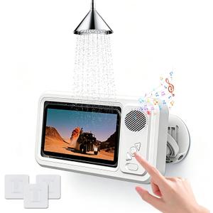2026 Waterproof Phone Holder for Shower with Bluetooth Speaker,360 Rotatable Mount with Volume Adjustment Button,Shower Phone Holder Waterproof for 4" - 7" Cell Phone