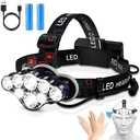 Elmchee Rechargeable Headlamp,18000 Lumen Bright 8 Led Head Lamp, 16 Modes Adjustable Motion Sensor Headlight with Red Light, Waterproof Head Flashlight for Outdoor Hiking Camping