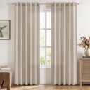 MIULEE Faux Linen Curtains 84 Inch Length 2 Panels Natural Khaki Semi Sheer Curtain with Back Tab Rod Pocket, Light Filtering Window Privacy Burlap Drapes for Living Room Bedroom 42W x 84L