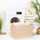 MINTWOOD Design 112L Extra Large Blanket Basket Holder Living Room, 25"x17"x16" Rectangle Rope Woven Storage Basket with Handles for Laundry, Towels, Shoes, Dog Toy Organizer Bin Box, Oatmeal Brown