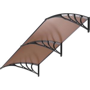 VIVOHOME Polycarbonate Window Door Awning Canopy Brown with Black Bracket 40 Inch x 80 Inch