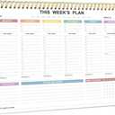 Undated Weekly Planner - 8.5" x 11" Undated Daily Productive Weekly To Do List Notepad for Home, Work, School, Projects, 52 Weeks, Clean Colorful Design