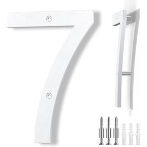 8 Inch Large Floating House Numbers, White Modern House Number for Outside, Home Address Numbers for Outdoor Garage Gate Wall Street (7)