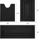 HOMEIDEAS Bathroom Rugs Sets 3 Piece, Microfiber Shaggy Bath Mat Set, Non-Slip Ultra Soft Carpet Mats, Large Rugs with U-Shaped Toilet for Bathroom, Tub, Shower, Black