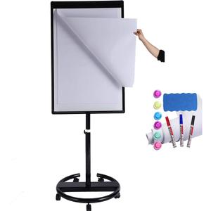 40 X 28 Inch Mobile Magnetic Whiteboard on Wheels, Rolling Dry Erase Board Easel on Height Adjustable Stand with Flipchart Paper Pad (25 Sheets) for Class Teaching, Office Meeting & Workshops