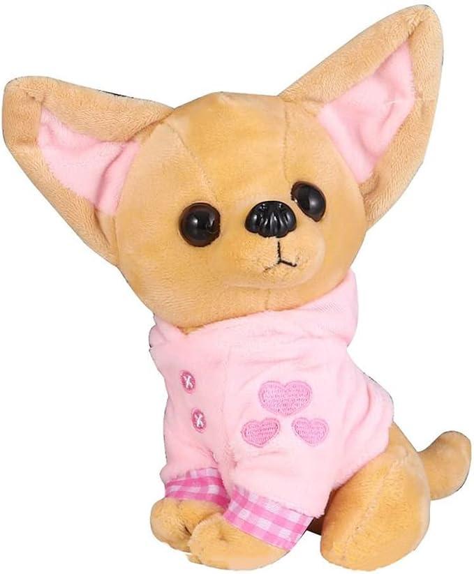 Stuffed Dog Puppy Toy Plush Toy Soft Doll Stuffed Animal Pillow Birthday Gift Present Cute Dog Ornaments Decoration Handicraft House Desktop Decoration Prop, 17cm/6.7" (Pink)