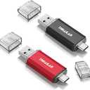 Thkailar USB C Flash Drive 128GB Pack of 2 USB Flash Drive with Type C and Type A 3.1 Port USB C Thumb Drive Compatible with Android Phone PC Mac Pro-Transfer Data (Black, Red)