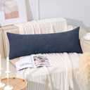 ORTIGIA Boucle Lumbar Pillow Covers 14x36 Blue Textured Body Pillowcase Neutral Pillowcases for Indoor Couch Sofa Bed Cushion Living Room Modern Cushion Cases (Cover Only)