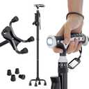 Hold 440 lbs Walking Cane for Seniors Aluminum Alloy Lightweight Height Adjustable Walking Stick Heavy Duty Foldbale Free Standing Cane with LED for Men and Women Adults