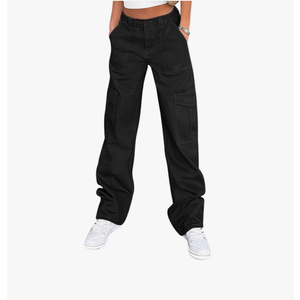 Lepunuo Cargo Pants for Women High Waisted Casual Pants Baggy Stretchy Wide Leg Y2K Streetwear with 6 Pockets. Size Medium