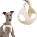 Ultra Comfortable Dog Harness Adjustable Soft Dog Vest, Alloy Buckle Closure Lightweight Stretchy Puppy Harness Step in for Small Sized Dogs Walking Training (Linen, L 18.9-20.8")