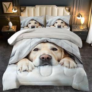 Grey Dog Comforter Set Full Size Boy,Kawaii Pet Dog Animal Print Bedding Set for Girl,Cute Pet Puppy Print Comforter Quilt for Boys,Kawaii Animal Puppy Dog Pals Bedding Bedroom Bed Decor (Mmbz250623 2)