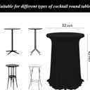 4Pack Black Cocktail Tablecloth 32"x 43" Table Skirt Spandex Stretch Round Cocktail Table Cover with Wavy Drapes Fitted High Top Covers for Wedding Party Banquet