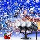 Christmas Projector Lights Outdoor,Christmas Snowflake Projector Lights IP65 Waterproof, LED Rotating Snowfall Decor Garden Party Outdoor Christmas Decoration for Atmosphere - Upgraded 3-Head