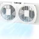 Comfort Zone Twin Window Fan with Reversible Airflow Control, 9 inch, Auto-Locking Expanders, 2 Speed Fan, Dual Fan, Exhaust, Airflow 9.84 ft/sec, Ideal for Home, Kitchen, Bedroom & Office, CZ319WT