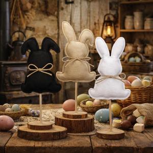 Bucherry 3 Pieces Rustic Easter Bunny Decor Brown Felt Bunny Table Centerpiece Signs Farmhouse Rustic Easter Decor for Tiered Tray Home Office Mantel