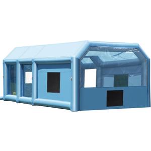 VEVOR Inflatable Paint Booth, 27.9 x 15.7 x 10.8 ft Inflatable Spray Booth, Portable Car Paint Booth for Small Truck, with 950W+750W Powerful Blowers and Air Filter System, Large Motorcycle, Midsize S (Blue)