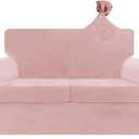 ZNSAYOTX Luxury Velvet Sofa Cover 3 Piece (57"-70") Stretch Loveseat Covers for 2 Cushion Couch Thick Soft Couch Slipcover with Non Slip Strap, Dog Pet Friendly Nice Furniture Protector (Rose)