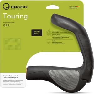 Ergon GP5 Ergonomic Lock-On Grips  Extended Bar Ends for MTB, Touring, Commuter & E-Bike Comfort and Control