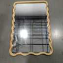 Bathroom Mirror for Wall, 24"x36" Boho Wavy Wood Mirror Large Full Length Decorative Mirror with Tempered Glass, Natural Wooden Frame Vanity Mirror for Bedroom, Living Room, Entryway