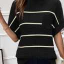 Women 2026 Sweater Vest Mock Neck Batwing Short Sleeve Oversized Ribbed Knit Tops Fall Pullover Sweater S-XXL (Black, S)
