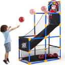 JOYIN Arcade Basketball Game Set with 4 Balls and Hoop for Kids 3 to 12 Years Old Indoor Outdoor Sport Play  Easy Set Up  Air Pump Included  Ideal for Competition
