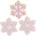 Kurt S. Adler Clay dough Christmas Tree Ornaments Holiday Decoration Gingerbread Peppermint Candy (4.5" Set of 3 Pink White Snowflake Clay dough Cookie Ornaments Glitter Decoration T2877)