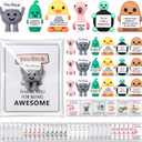 Gejoy 48 Sets Mini Positive Figures Gifts Mini Rubber Toy with Positive Card Bags Miniature Emotional Inspirational Birthday Gifts to Hide and Seek Encouragement Decorations for Coworkers Employees