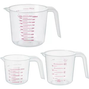 2 x DTDNZKN 3 Pack Measuring Cup Set, Includes 250Ml (1-Cup), 500Ml (2-Cup) and 1000Ml (4-Cup) Plastic Liquid Measuring Cups- Baking, Cooking, Mixing & Measuring Cups, Essential Kitchen Tools