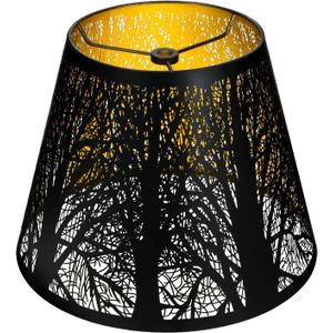 Small Lamp Shade, ALUCSET Barrel Metal Lampshade with Pattern of Trees for Table Lamp and Floor Light, Top Diameter 6 X Bottom Diameter 10 X Height 7.5 Spider (Metal Black/Gold)