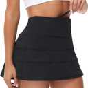 MCEDAR Pleated Tennis Skirt for Women with Pockets Women's High Waisted Athletic Golf Skorts Skirts Running Workout Shorts (Black), XXS