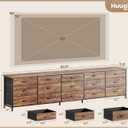 Huuger 86.6 Inch Dresser for Bedroom, TV Stand for 65, 75, 85 Inch TV, 15 Fabric Drawer Long Dresser, Large Entertainment Center for Bedroom, Wide Chest of Drawer with Storage, Rustic Brown, 11.8"D x 86.6"W x 26.8"H