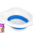 Msiori Sitz Bath for Toilet, Sitz Bath for Hemorrhoids, Postpartum Care - Yoni Steam Seat, Relief Postpartum Pain, Sits Bath Kit for Women - Collapsible, Use with Soak (Blue)