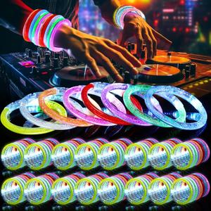 Junkin Glow Sticks Bracelets Glow in The Dark Bracelets LED Flashing Light Up Neon Supplies for Light Up Rave Concert Birthday Carnival Party Favors (8 Color)