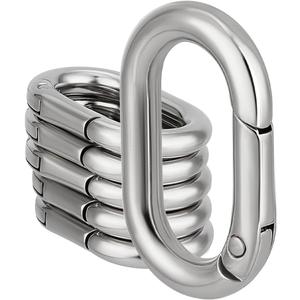 Beebeecraft 15Pcs Spring Oval Rings Alloy Silver Spring Gate Rings Split Snap Clip Hooks Carabiner Lock Clasps Spring Keyring Buckle for Purse Hardware DIY Crafts 34.5x21x4.5mm