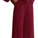PRETTYGARDEN Women 2 Piece Outfits 2025 Fall Sweatsuits Crewneck Sweatshirt Wide Leg Sweatpants Lounge Sets Tracksuit (Medium, Burgundy)