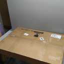 CAJCA Coffee Table for Living Room Mid Century Modern Center Table with Glass Top and Wood, Brown/Walnut (32 Inch)