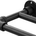 Double Curtain Rod - Heavy Duty Blackout Double Curtain Rods for Windows 66 to 120 inch, Industrial Wrap Around Curtain Rod Black for Sliding Door, for Sheer Curtains & Drapes, Telescoping Adjustable