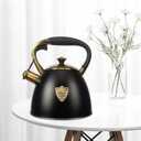 Tea Kettle -2.9 Quart Tea Kettles Stovetop Whistling Teapot Stainless Steel Tea Pots for Stove Top Whistle Tea Pot Black
