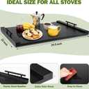 Noodle Board Stove Cover with Handles, Ultra Thick Wood Stove Top Cover Board for Electric/Gas Stove, Counter Space Top Covers Used As Sink Covers & Decorative Tray for Kitchen (Black), 29.5"L x 22"W
