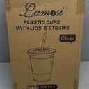 Lamosi 100 Pack 20 oz Clear Plastic Cups with Lids and Straws, Disposable Iced Coffee Cups with Lids for To-Go Cold Drinks, Smoothies and Slushie