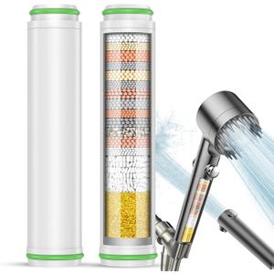 Pweran Shower Filter for Handheld Shower Head, 2 Pack 18 Stage Replacement Filters for Hard Water Remove Chlorine and Harmful Substances (White)