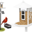 Metal Bird Feeder with Camera and 74.5 Inch Pole - Smart Camera Bird Feeder Solar Powered with 2K Live Stream for Backyard, AI Identify Auto Capture Videos, Unique Outdoor Gifts for Mom and Dad