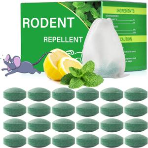 Mouse Rodent Repellent, 24 Pack Peppermint Oil for Mice Mouse Rats Squirrel Spider Pests Control Indoor & Outdoor Use, Natural Deterrent Replace Trap Poisoning Family & Pet Safe Green